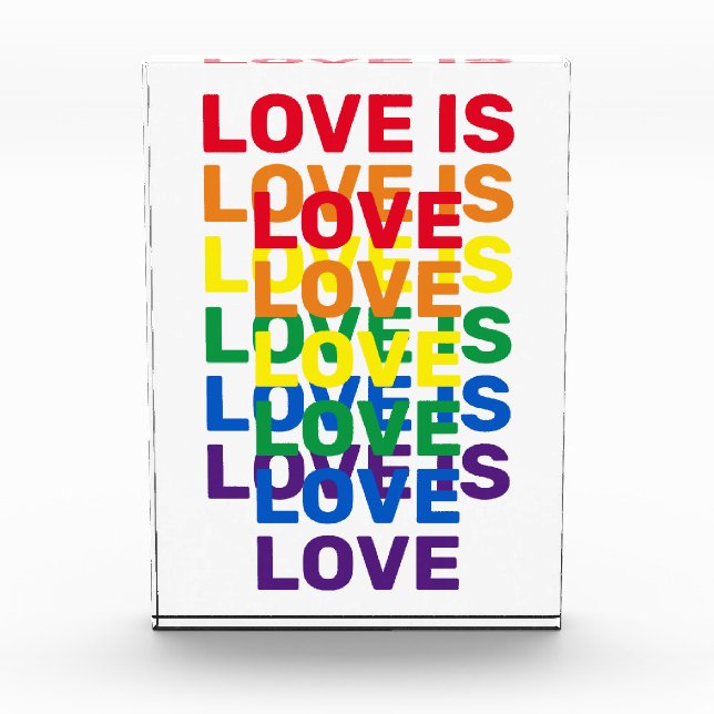 Love is love rainbow modern typography pattern photo block (Front)