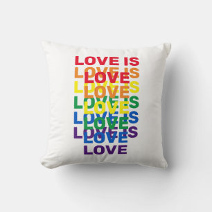 Love is love rainbow modern typography pattern throw pillow