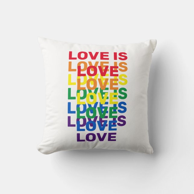 Love is love rainbow modern typography pattern throw pillow (Front)