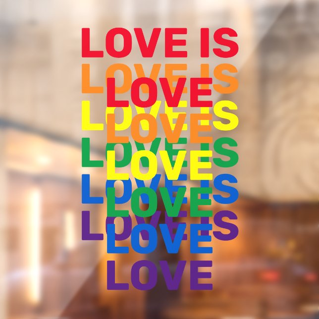 Love is love rainbow modern typography pattern window cling (Sheet 2)