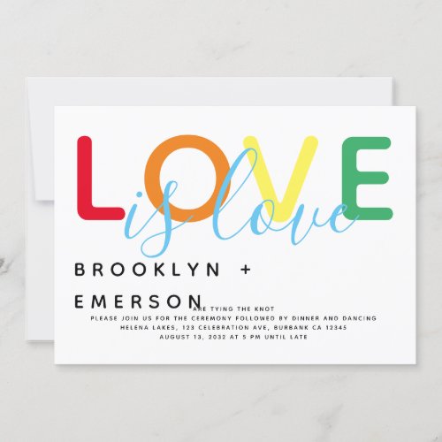 Love is Love Rainbow Modern Wedding Invitation