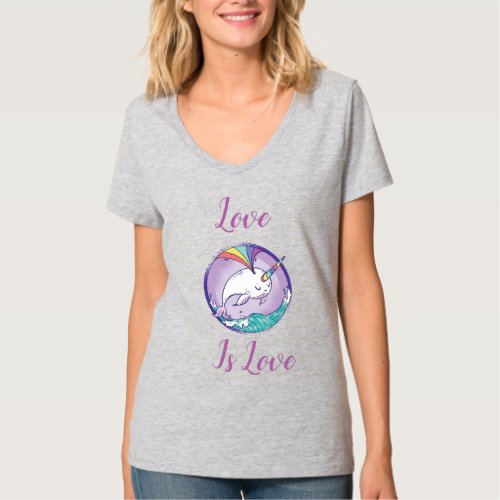 Love is Love Rainbow Narwhale T-Shirt