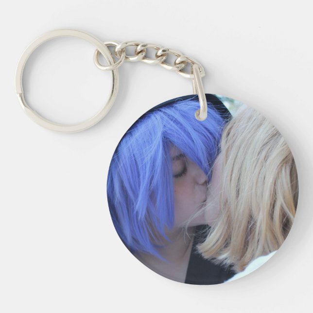 Love is Love Rainbow Photo Personalized Keychain (Front)