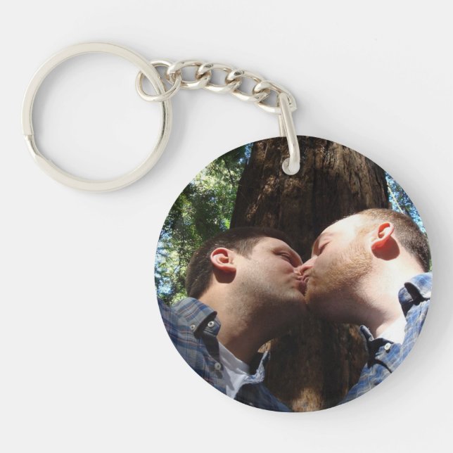 Love is Love Rainbow Photo Personalized Keychain (Front)