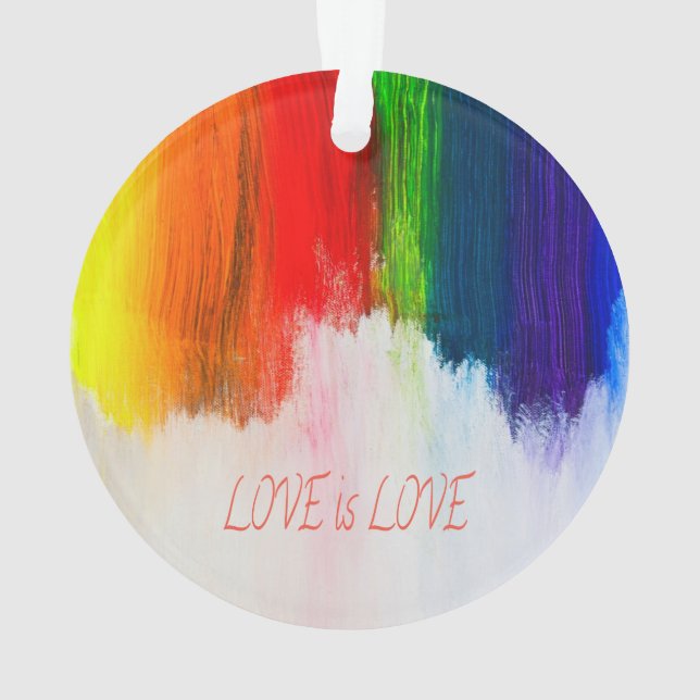 Love is Love Rainbow Pride LBGQT Ornament (Back)
