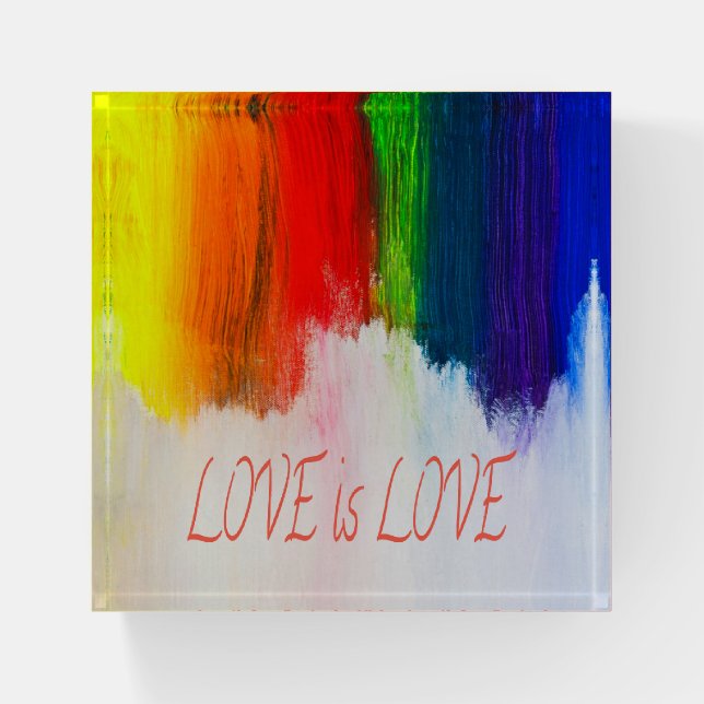 Love is Love Rainbow Pride LBGQT Paperweight (Front)