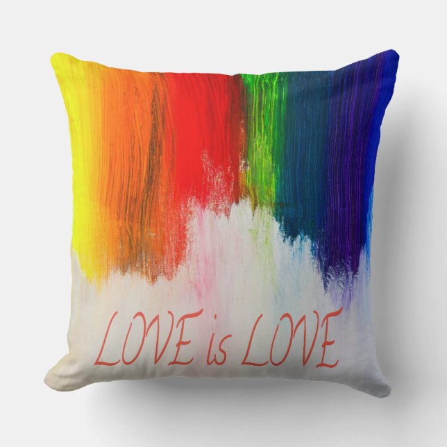 Love is Love Rainbow Pride LBGQT Throw Pillow (Front)