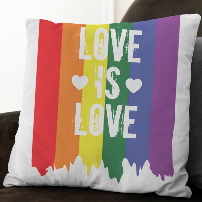 Love is Love rainbow Pride LGBT Throw Pillow (Creator Uploaded)