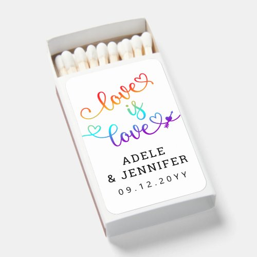 Love Is Love Rainbow Pride LGBT Wedding Matchboxes