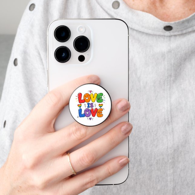 Love Is Love Rainbow Pride PopSocket (Hand)