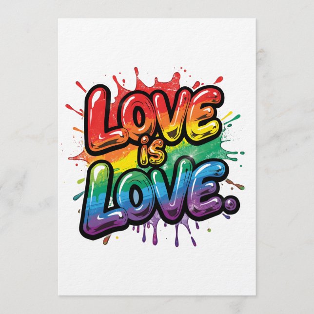 Love Is Love - Rainbow Pride Quote Art  Invitation (Front)