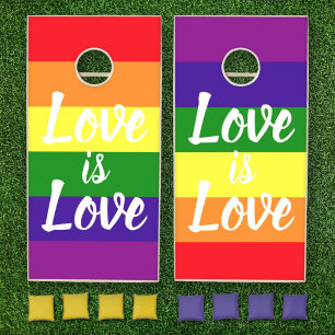 Love is Love Rainbow Stripe Pride Cornhole Set