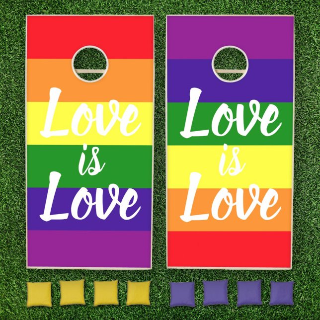 Love is Love Rainbow Stripe Pride Cornhole Set (Creator Uploaded)