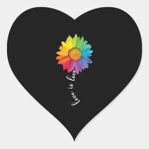 Love Is Love Rainbow Sunflower Gay Lesbian LGBT Heart Sticker