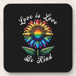 Love Is Love Rainbow Sunflower LGBT+ Gay Lesbian P Beverage Coaster