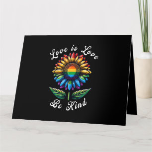 Love Is Love Rainbow Sunflower LGBT+ Gay Lesbian P Card