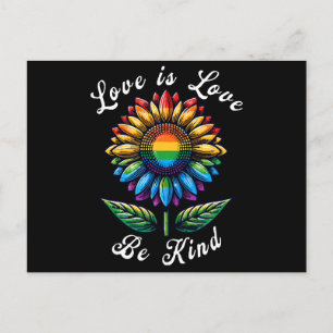 Love Is Love Rainbow Sunflower LGBT+ Gay Lesbian P Holiday Postcard