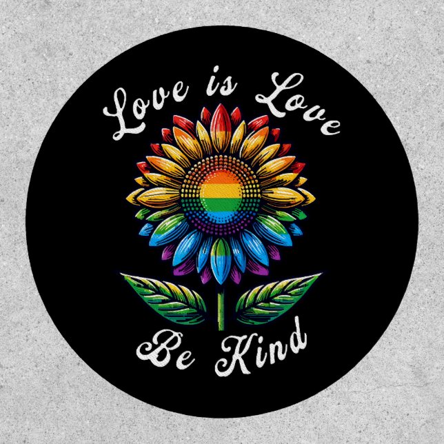 Love Is Love Rainbow Sunflower LGBT+ Gay Lesbian P Patch (Front)