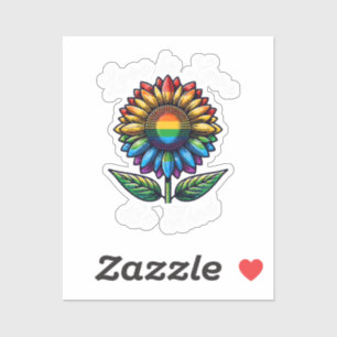 Love Is Love Rainbow Sunflower LGBT+ Gay Lesbian P Sticker