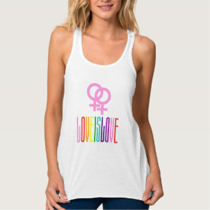 Love is Love Rainbow Text LGBTQ Lesbian Pride Tank Top