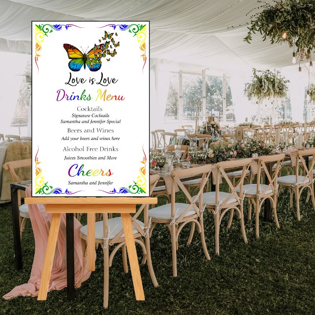 Love is Love Rainbow Theme  Drinks Menu Foam Board (Creator Uploaded)