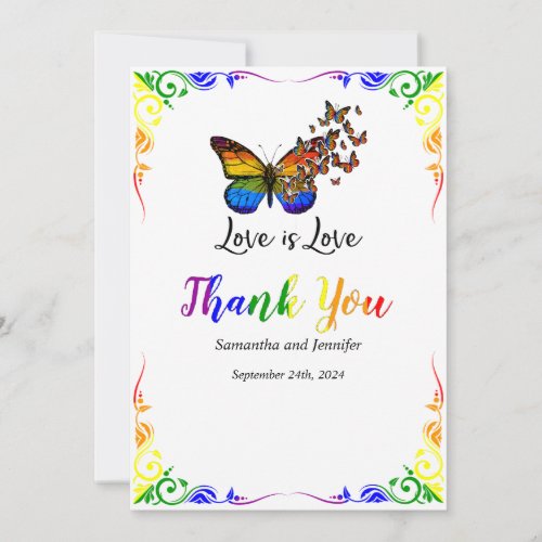 Love is Love Rainbow Theme Thank You Card 