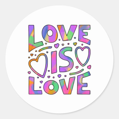 Love is Love Rainbow Typography Classic Round Sticker