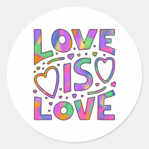Love is Love Rainbow Typography Classic Round Sticker