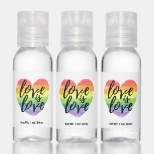 Love is Love Rainbow Watercolor Heart Hand Sanitizer