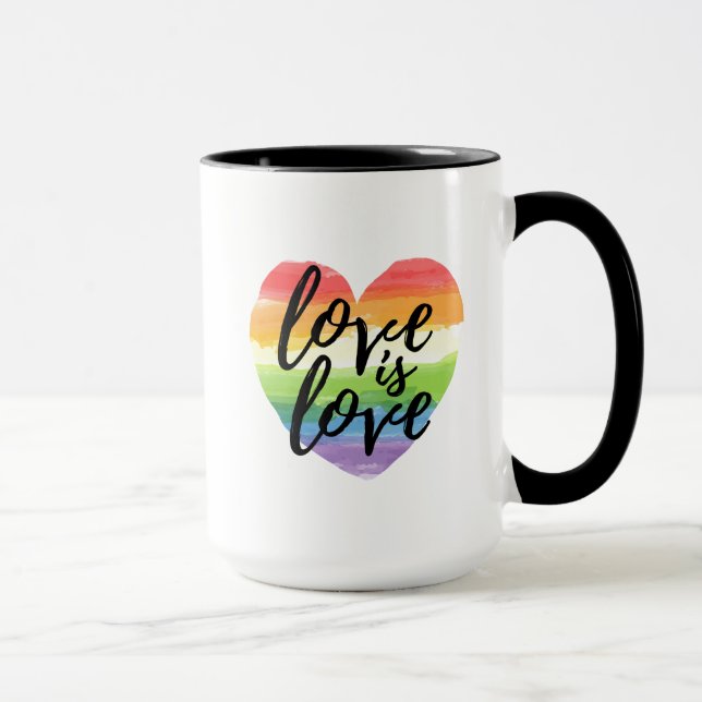 Love is Love | Rainbow Watercolor Heart Mug (Right)