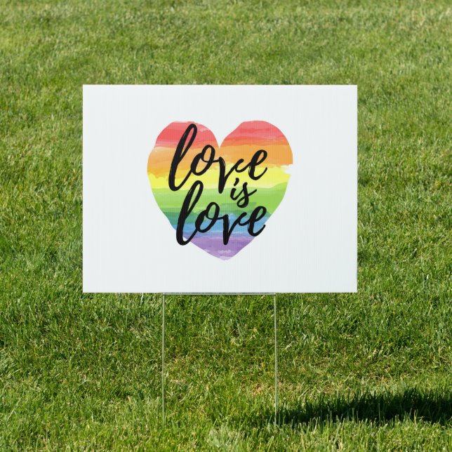 Love is Love | Rainbow Watercolor Heart Sign (Insitu)