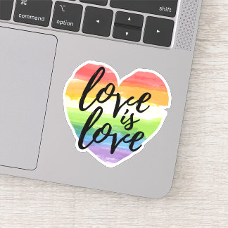 Love is Love | Rainbow Watercolor Heart Sticker