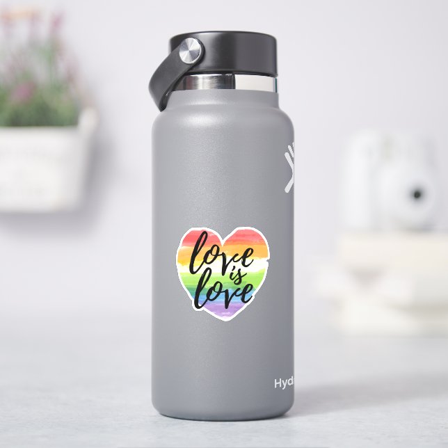 Love is Love | Rainbow Watercolor Heart Sticker (HydroFlask)
