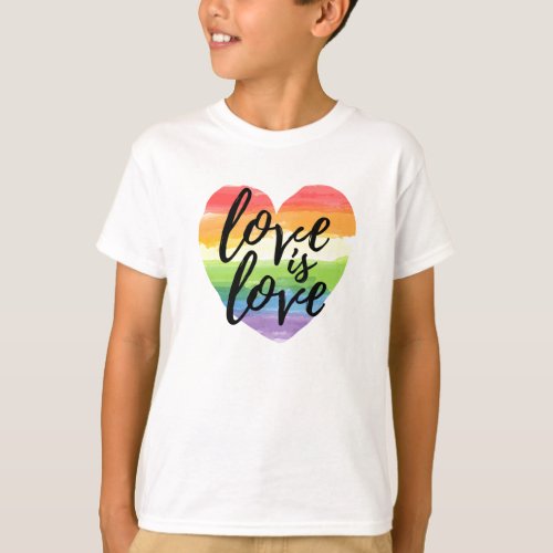 Love is Love  Rainbow Watercolor Heart T_Shirt