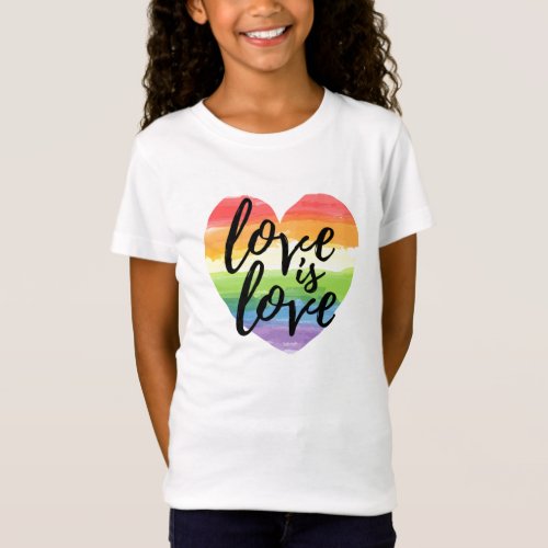 Love is Love  Rainbow Watercolor Heart T_Shirt