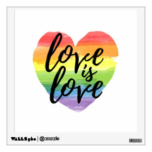 Love is Love   Rainbow Watercolor Heart Wall Decal