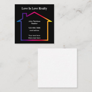 Love Is Love Realtor Rainbow House Square Business Card