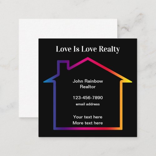 Love Is Love Realtor Rainbow House Square Business Card