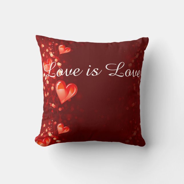 Love is Love Red Heart Print Pillow (Front)