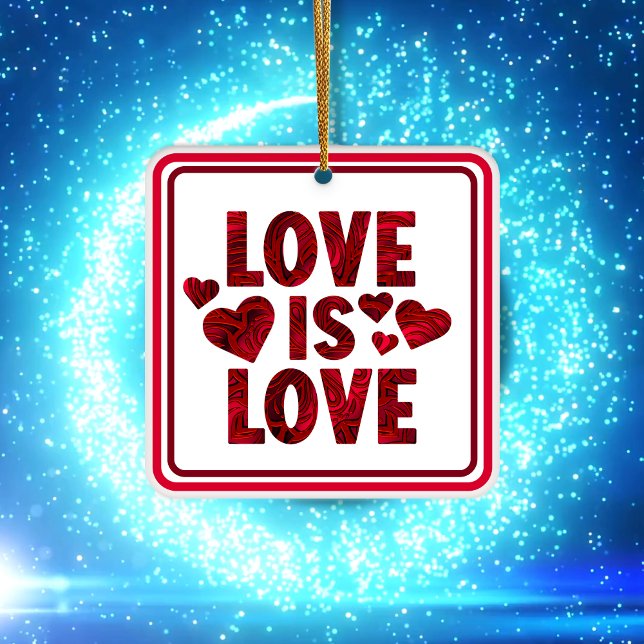 Love is Love Red Hearts Ceramic Ornament (Creator Uploaded)