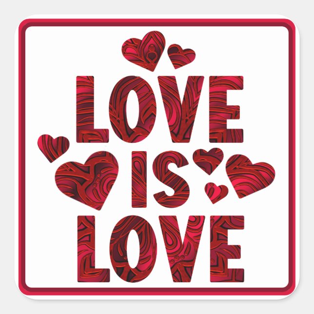 Love is Love Red Hearts Square Sticker (Front)