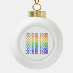 Love is Love Retro Ceramic Ball Christmas Ornament
