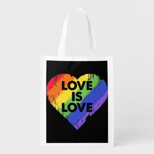 Love is Love _ Retro Rainbow Faded_Style  24 Grocery Bag