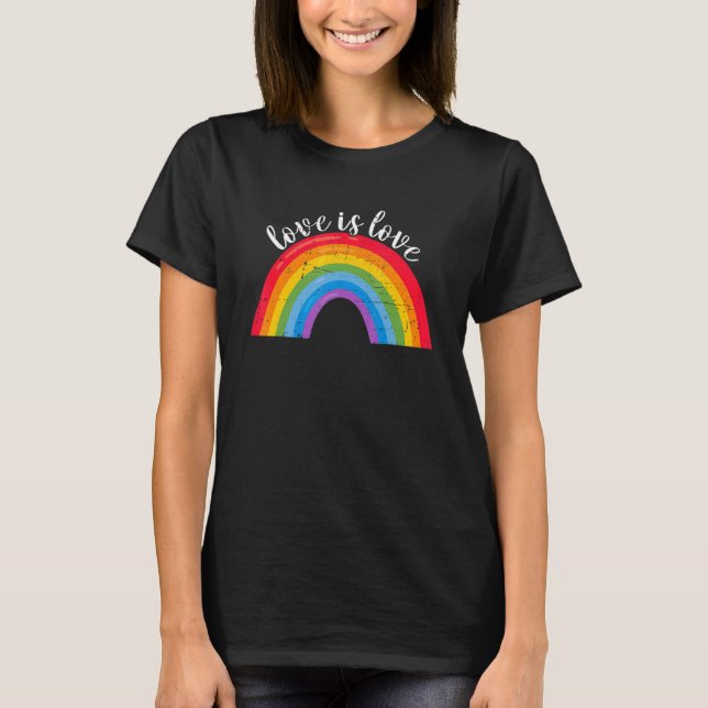 Love Is Love Retro Rainbow LGBTQ Flag Gay Pride LG T-Shirt (Front)