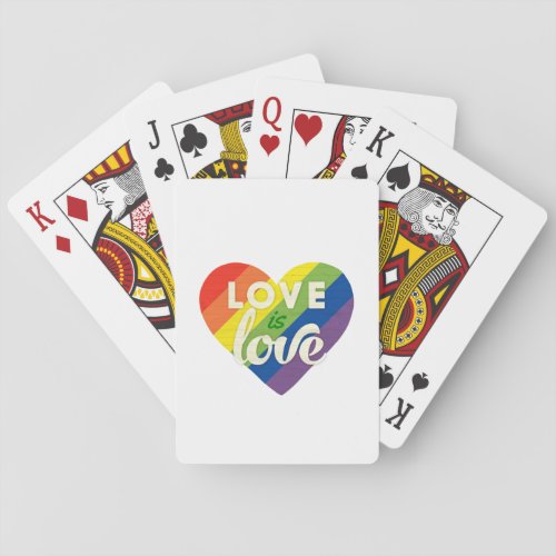 Love is Love Retro Rainbow Pride Heart Playing Cards