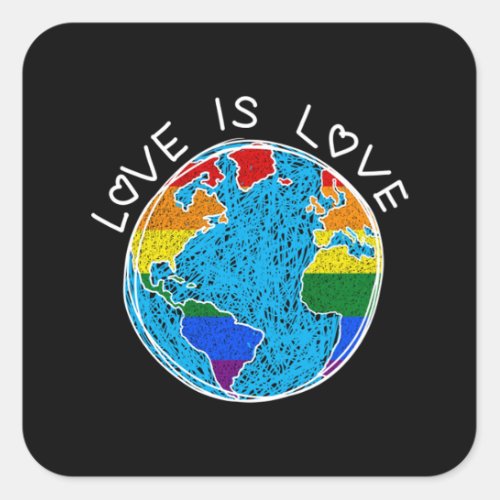 Love Is Love  _ Retro Rainbow Style  31 Square Sticker