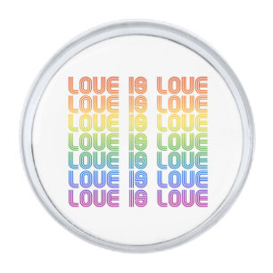 Love is Love Retro Silver Finish Lapel Pin