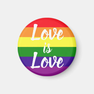 Love is Love Round Rainbow Gay Pride Magnet