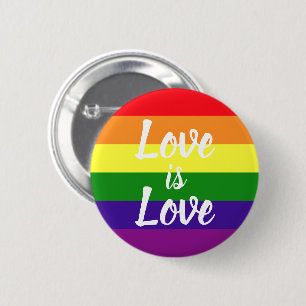 Love is Love Script Classic Rainbow Button