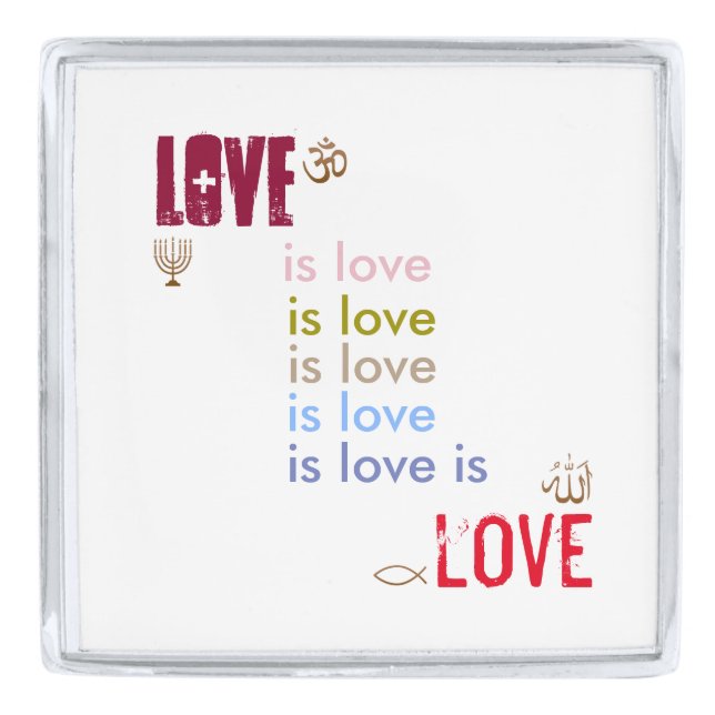 Love is love silver finish lapel pin (Front)